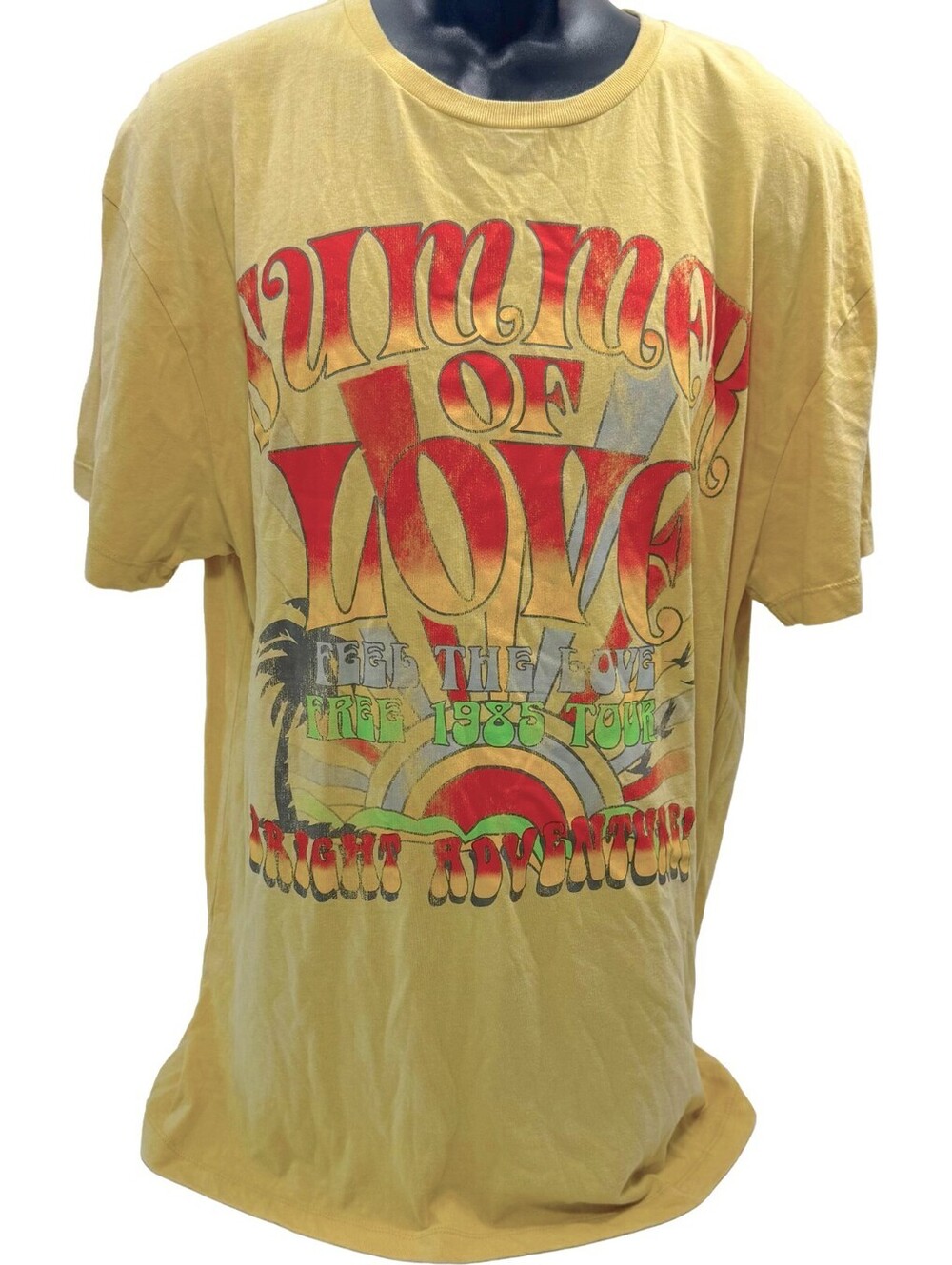Zoe + Liv Summer Of LOVE 1985 GRAPHIC YELLOW Short Sleeve T-Shirt Oversized S/M